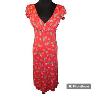 Free People Crossover Red Cherries Dress Size Medium